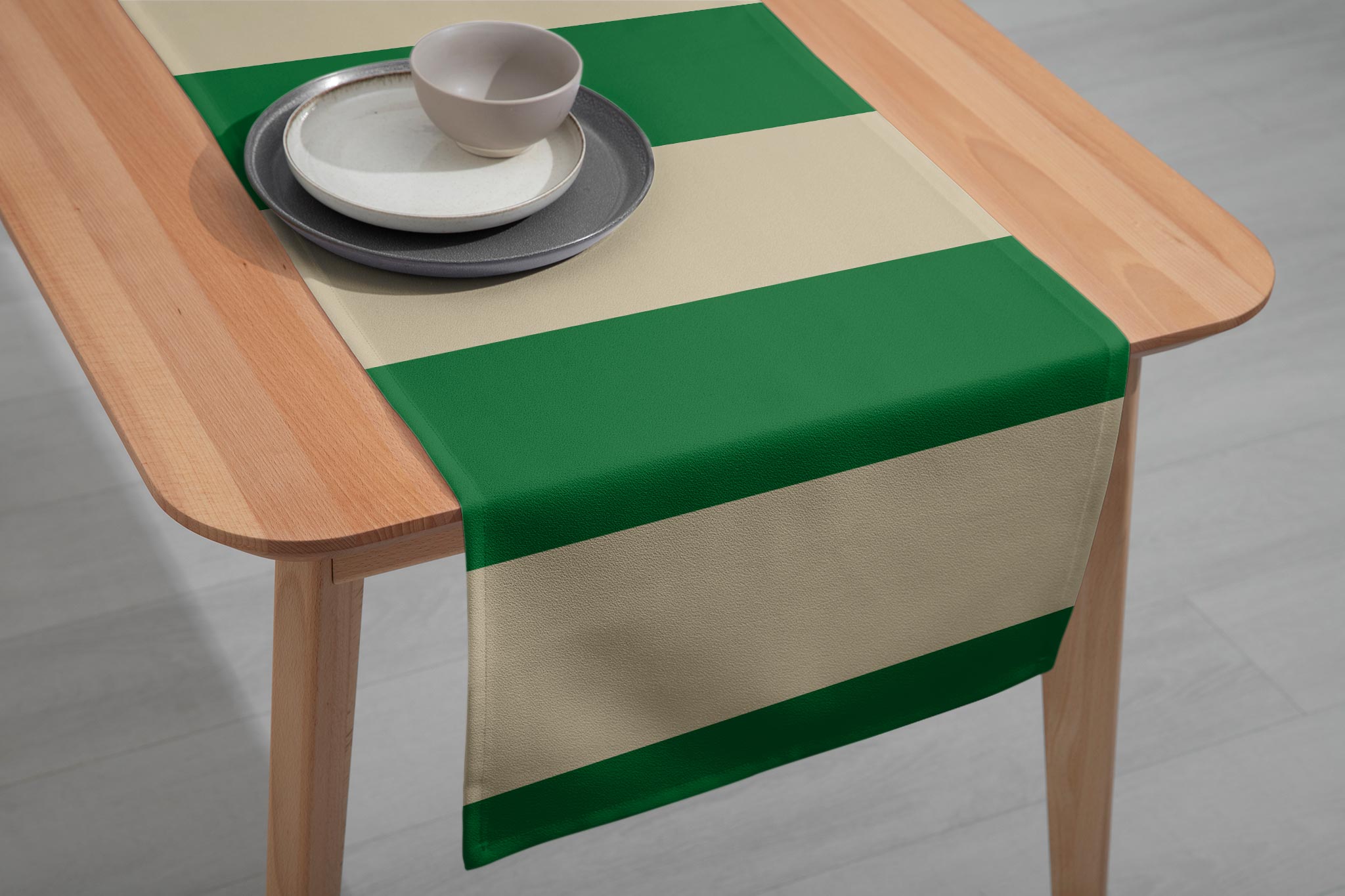 Green Cream Stripes | Table Runner