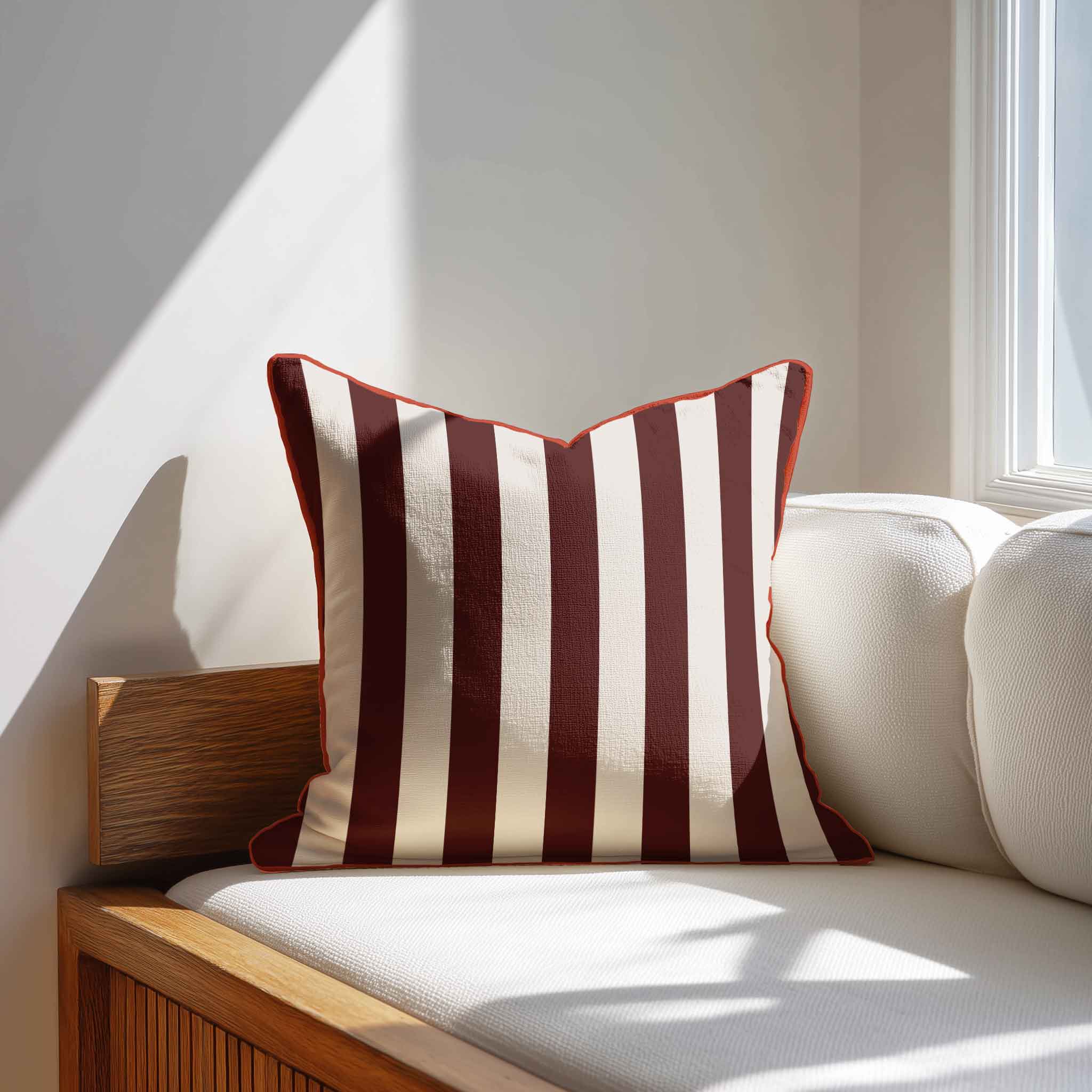 Maroon & Cream Stripe | Cushions