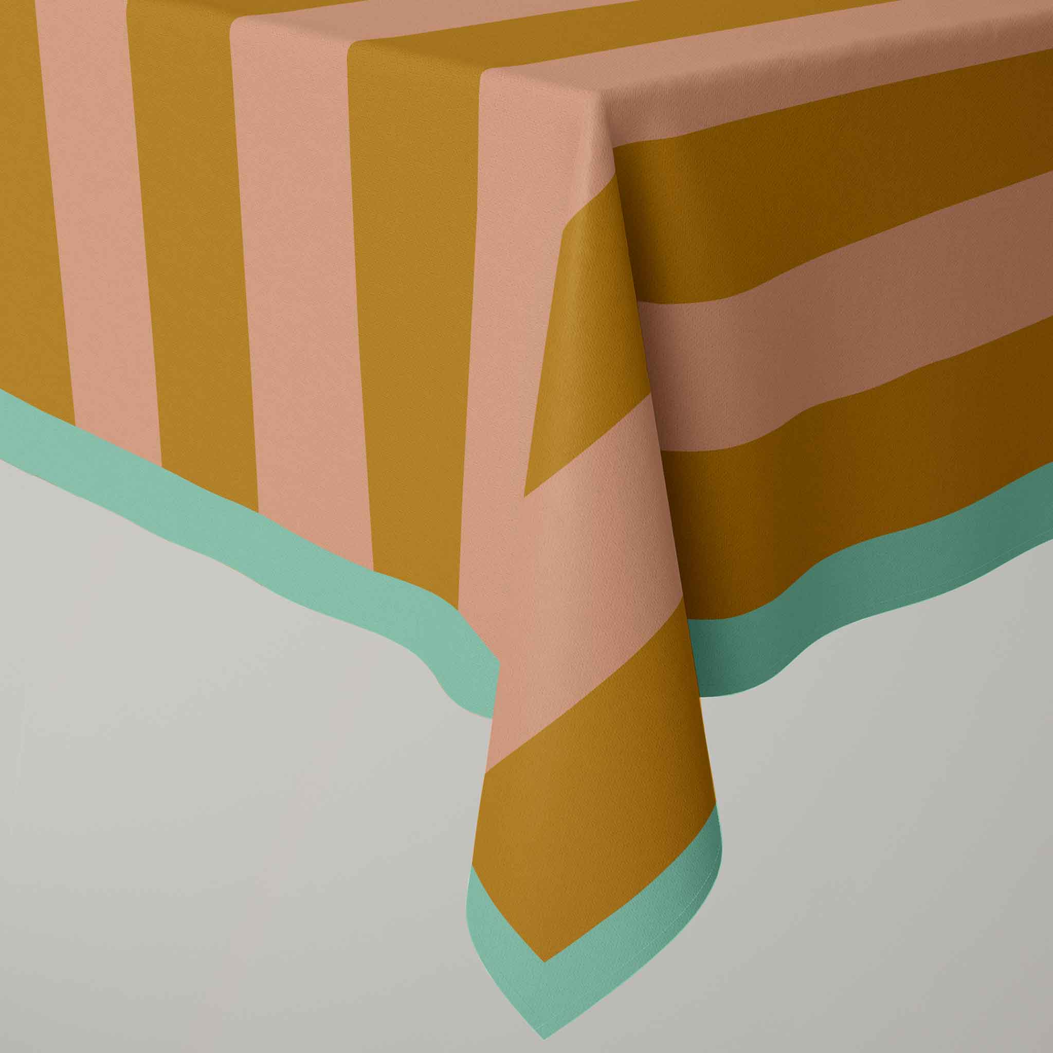 Yellow & Peach Stripe | Tablecloth