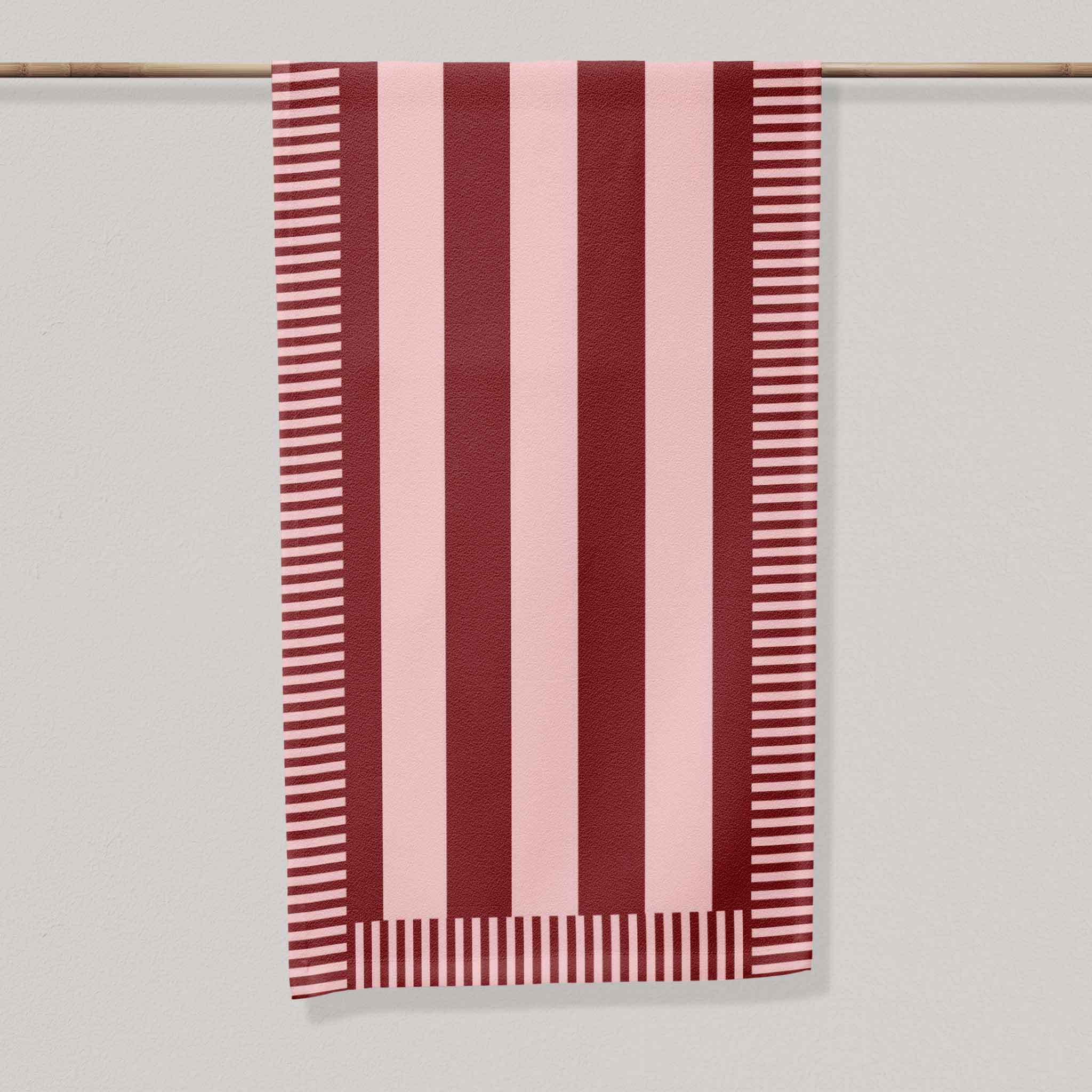 Pink and Burgundy Stripes | Table Runner