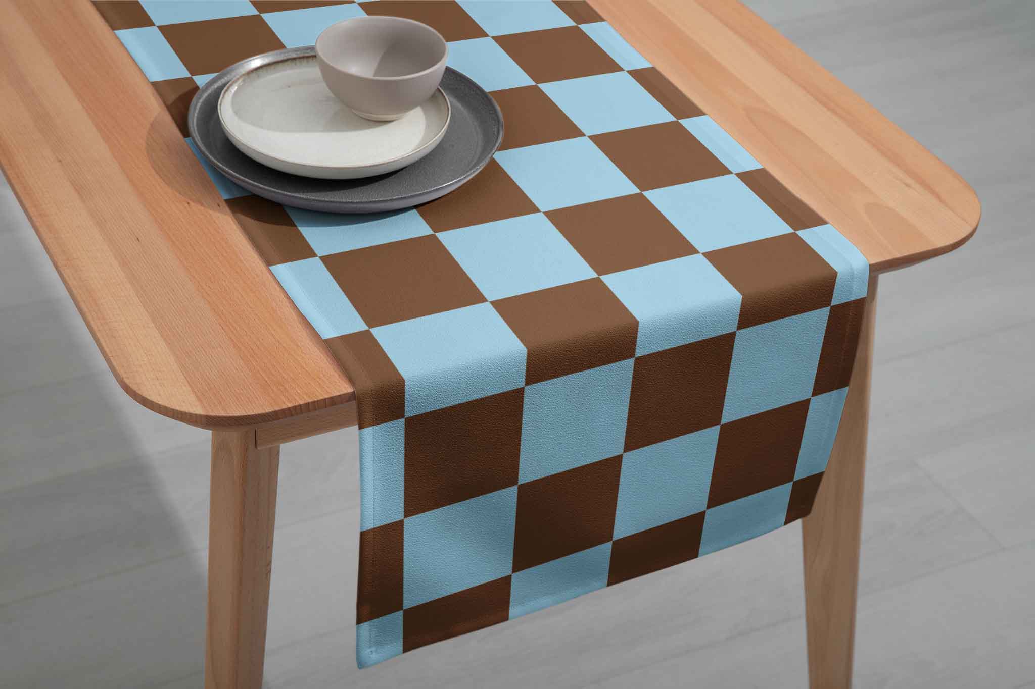 Blue and Brown Check | Table Runner