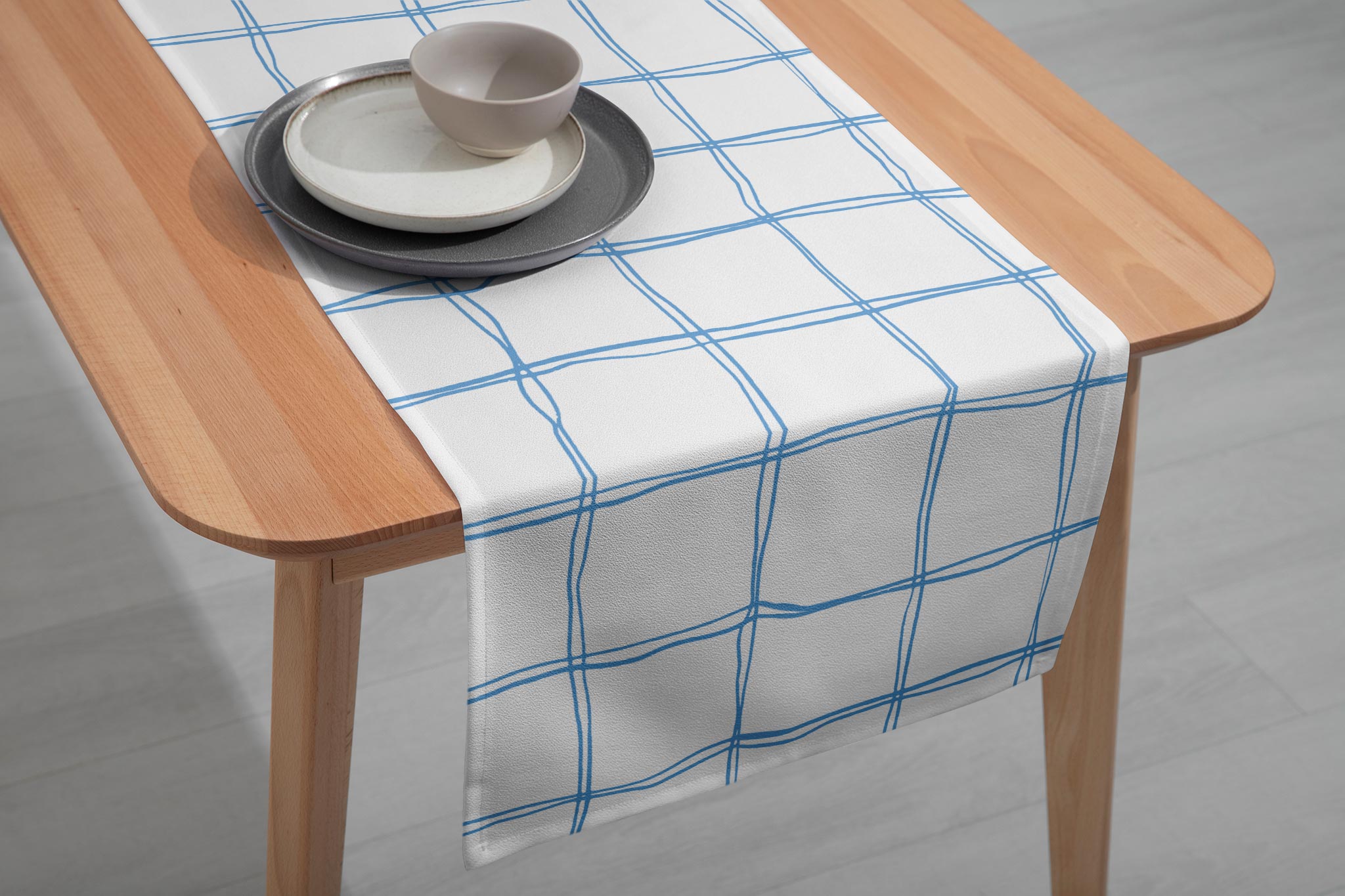 Blue and White Check | Table Runner