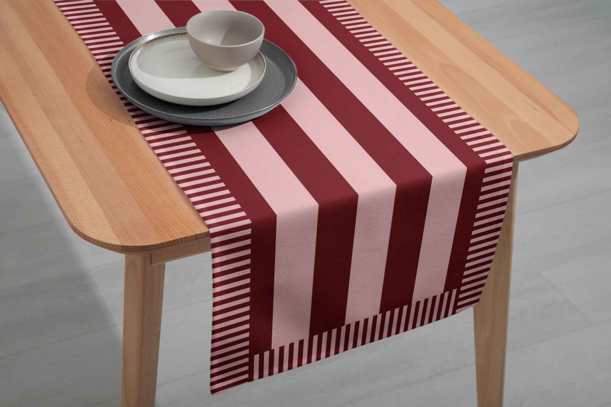 Pink and Burgundy Stripes | Table Runner